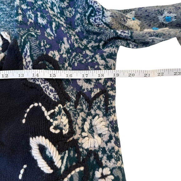 Anthropologie HWR Monogram Emmia Hand Stitched Open Front Cardigan Sweater Med - Picture 11 of 14